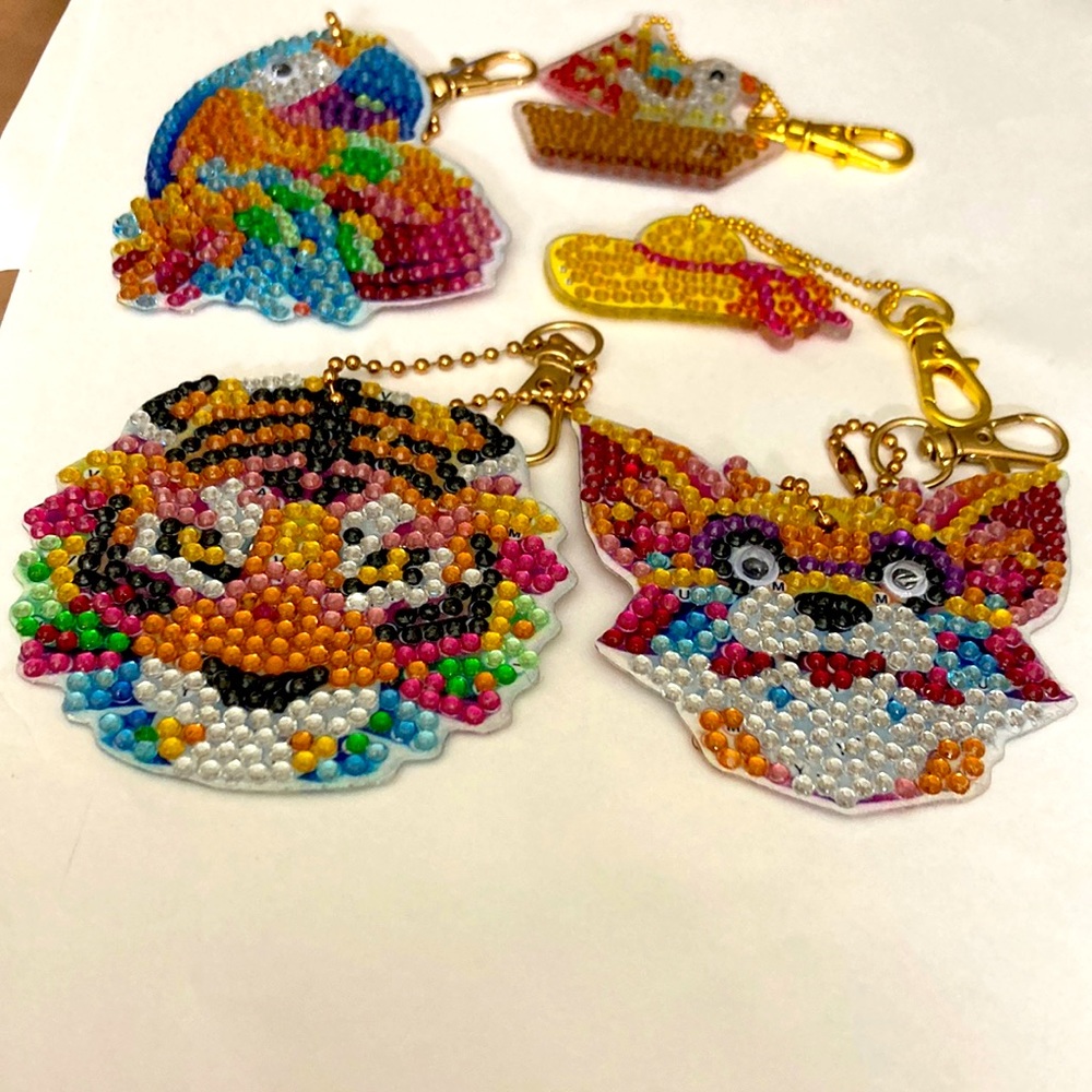 5 miscellaneous Christmas ornaments or car mirrors.  Handmade. Bme4028